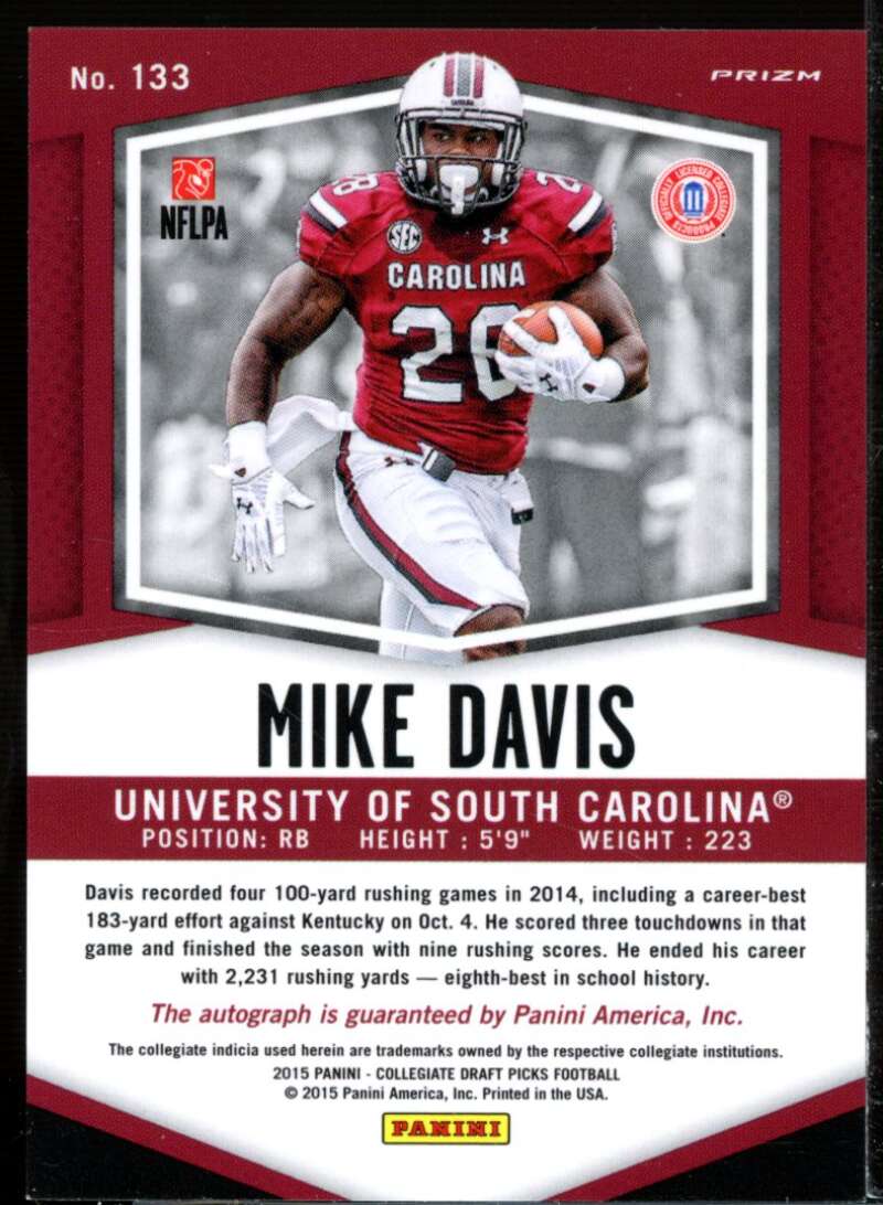 Mike Davis Card 2015 Panini Prizm Draft Picks Autographs Prizms Red Power #133  Image 2