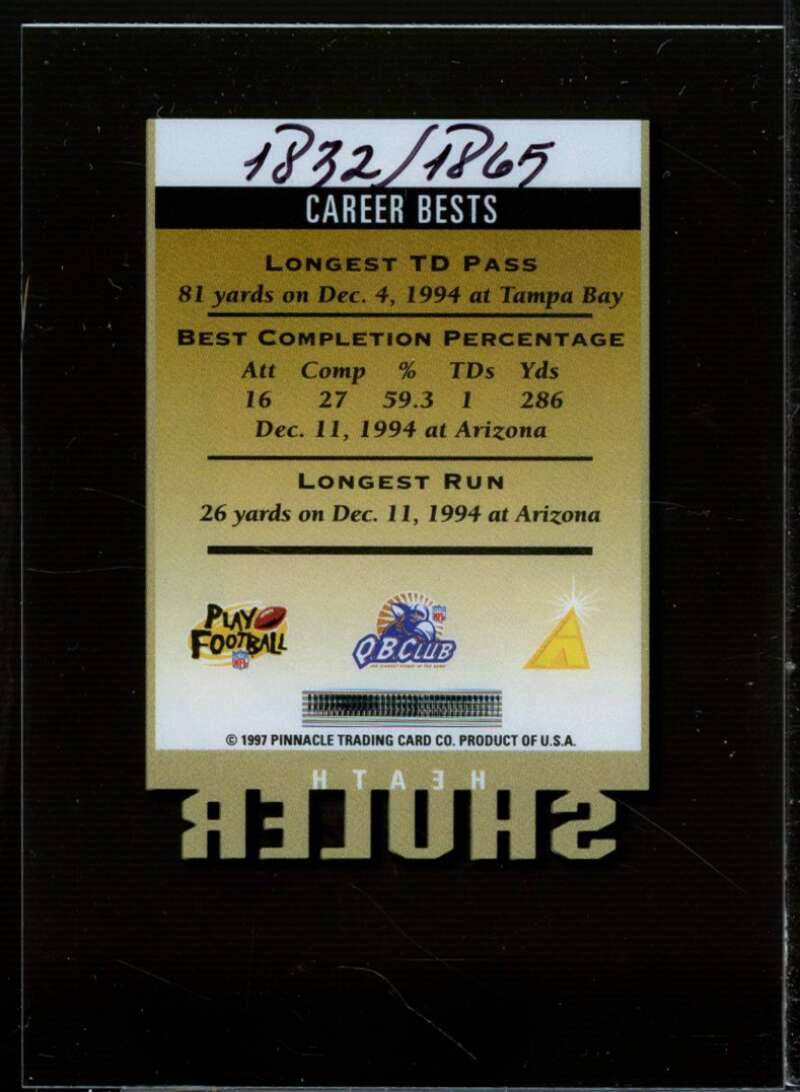 Heath Shuler Card 1997 Pinnacle Inscriptions Autographs #27  Image 2