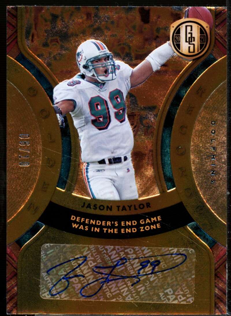 Jason Taylor Card 2021 Panini Gold Standard Golden Records Signatures #9  Image 1