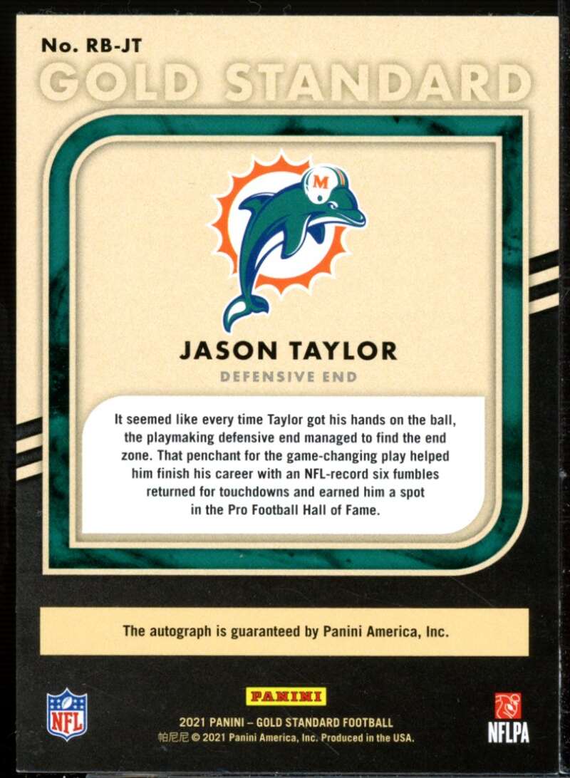 Jason Taylor Card 2021 Panini Gold Standard Golden Records Signatures #9  Image 2