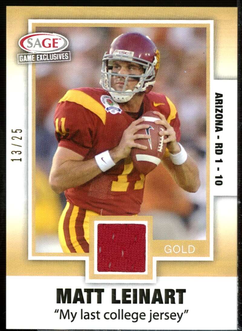 Matt Leinart Rookie 2006 SAGE Game Exclusive Matt Leinart Jerseys Gold #ML1  Image 1