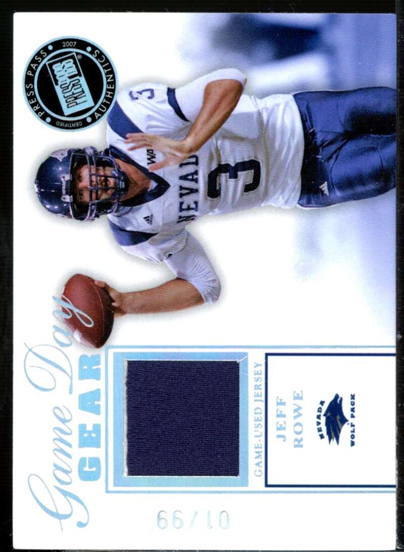 Jeff Rowe Rookie Card 2007 Press Pass SE Game Day Gear Jerseys Holofoil #JR2  Image 1