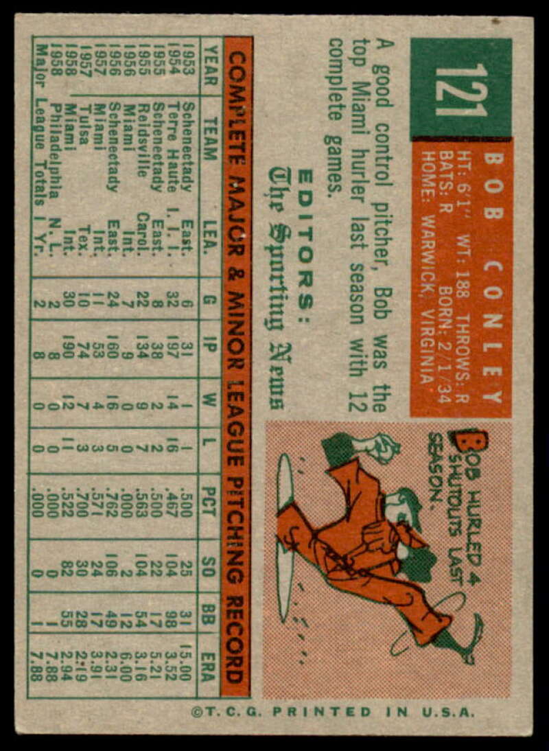 Bob Conley RS Rookie Card 1959 Topps #121  Image 2