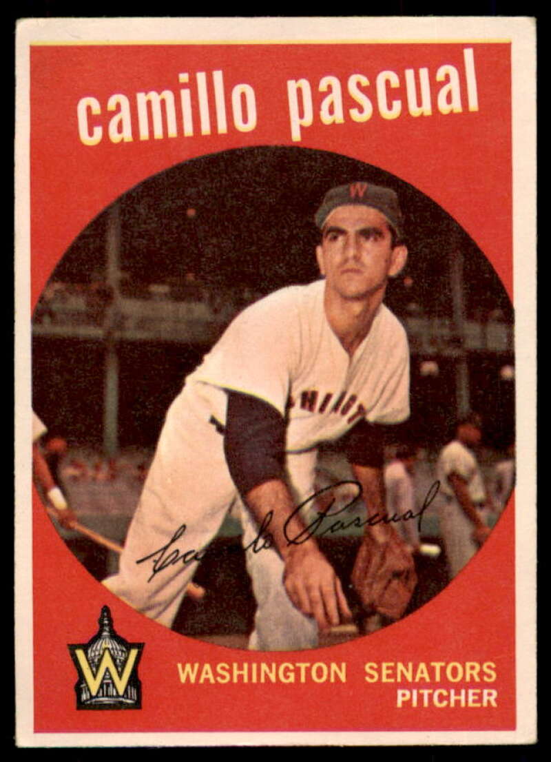 Camilo Pascual UER/Listed as Camillo Card 1959 Topps #413  Image 1