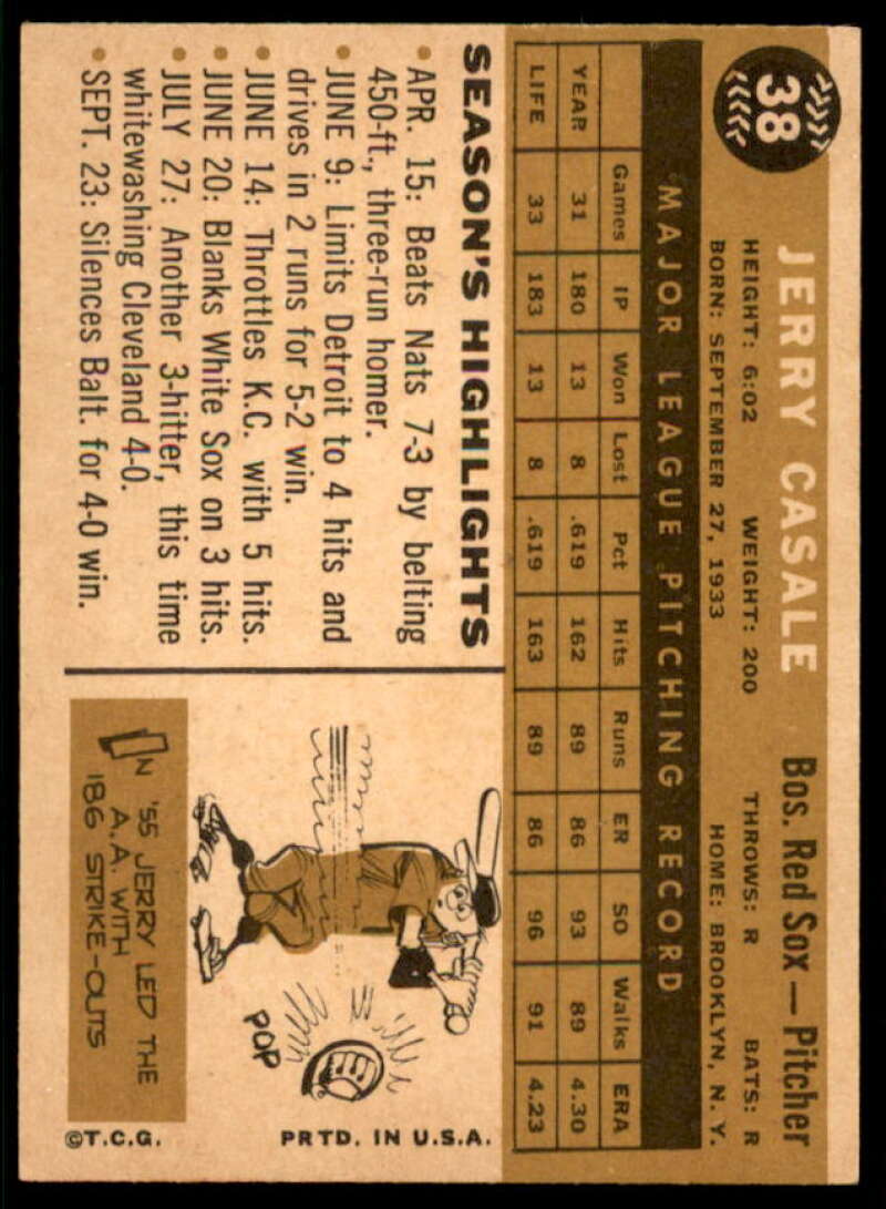 Jerry Casale Card 1960 Topps #38  Image 2