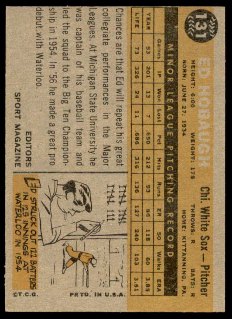 Ed Hobaugh RS Rookie Card 1960 Topps #131  Image 2