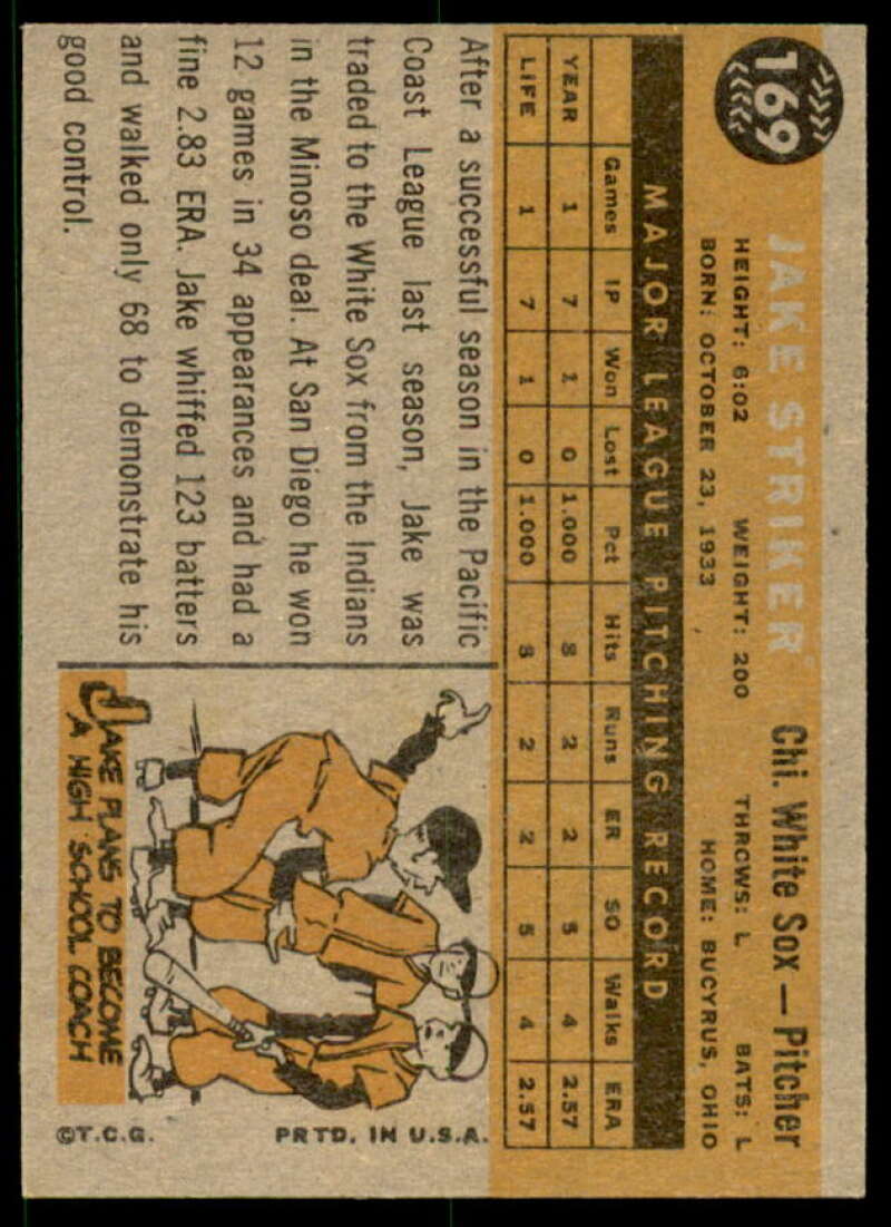 Jake Striker Rookie Card 1960 Topps #169  Image 2