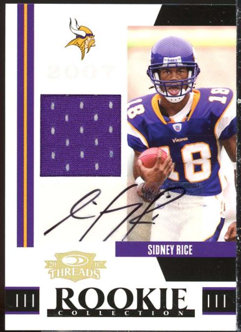 Sidney Rice Rookie 2007 Donruss Threads Rookie Collection Material Autographs #5  Image 1