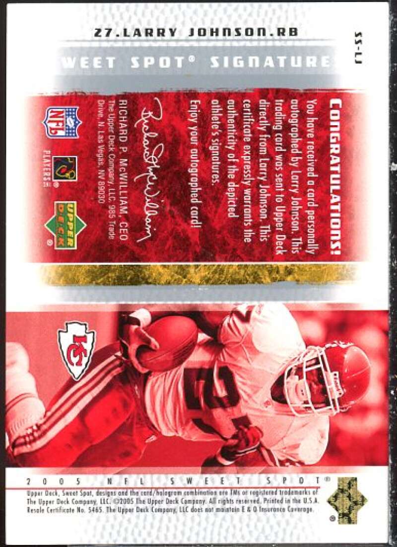 Larry Johnson Card 2005 Sweet Spot Signatures #SSLJ  Image 2