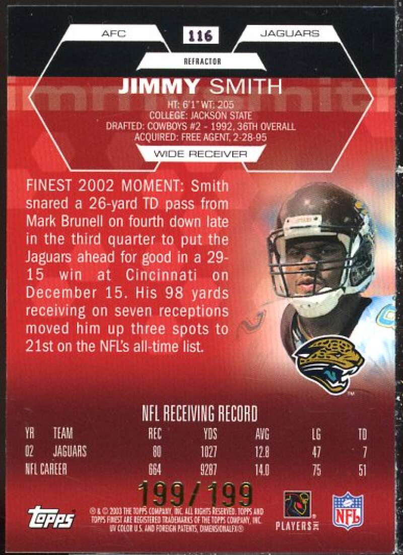 Jimmy Smith JSY Card 2003 Finest Refractors #116  Image 2