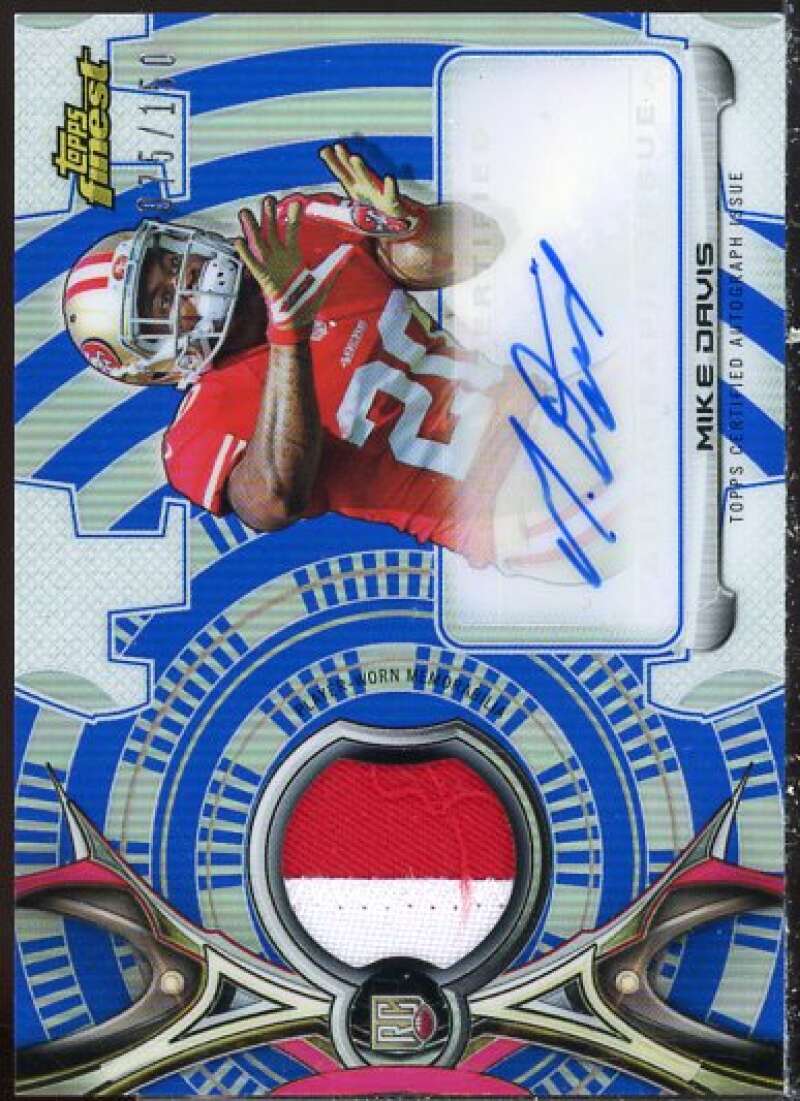 Mike Davis Rookie 2015 Finest Rookie Patch Autographs Blue Refractors #RRAPMD  Image 1