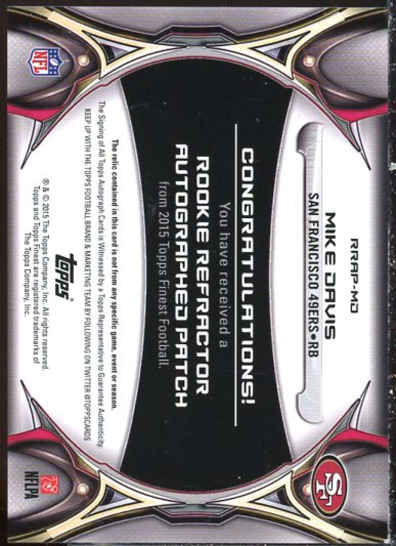 Mike Davis Rookie 2015 Finest Rookie Patch Autographs Blue Refractors #RRAPMD  Image 2