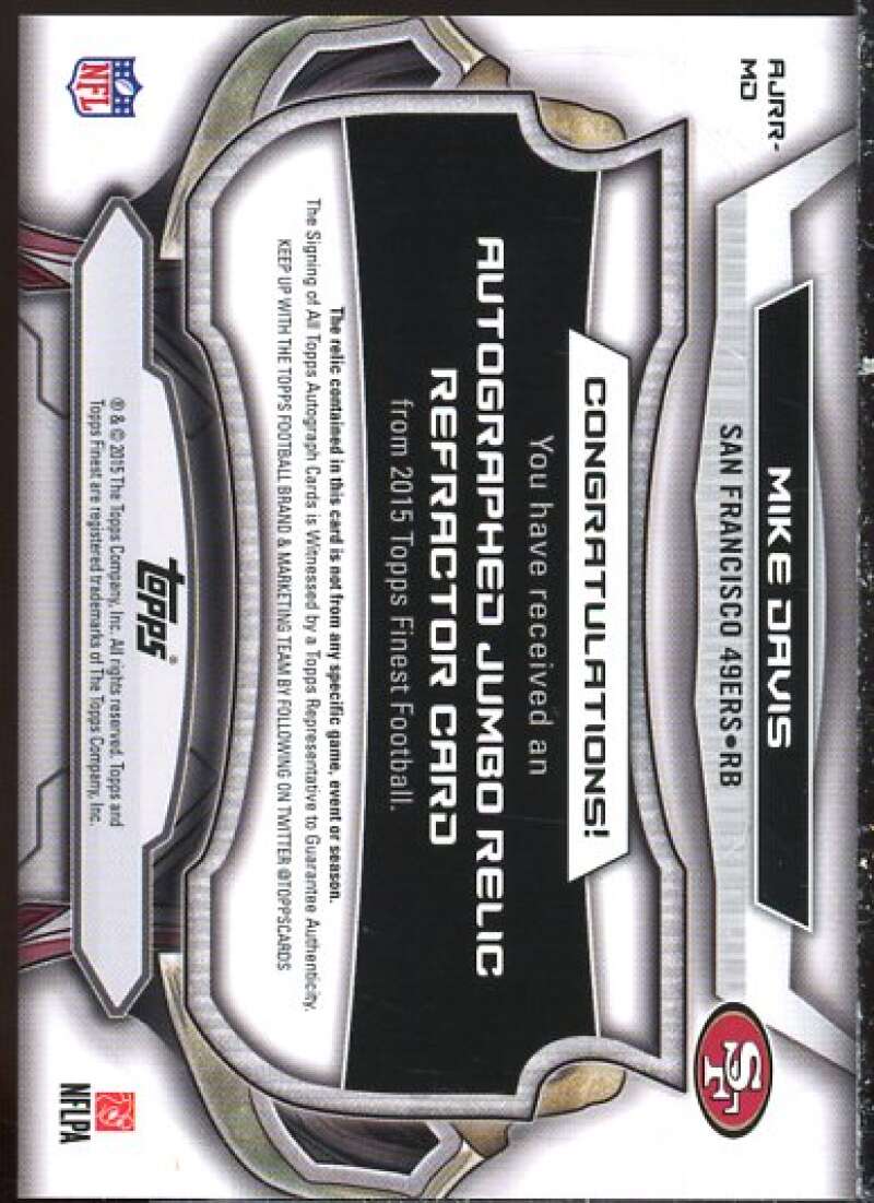 Mike Davis Rookie Card 2015 Finest Jumbo Jersey Autographs Refractors #AJRRMD  Image 2