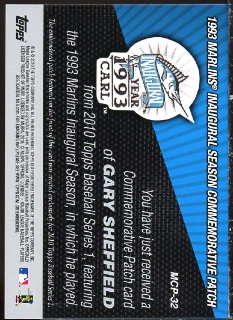 Gary Sheffield Card 2010 Topps Commemorative Patch #MCP32  Image 2