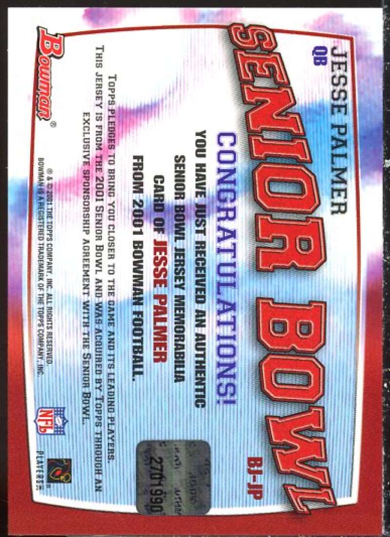 Jesse Palmer Card 2001 Bowman Rookie Relics #BJJP  Image 2