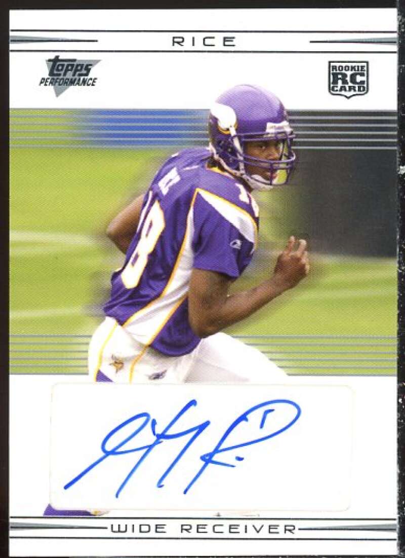 Sidney Rice Rookie 2007 Topps Performance Rookie Autographed Relics Silver #117  Image 1