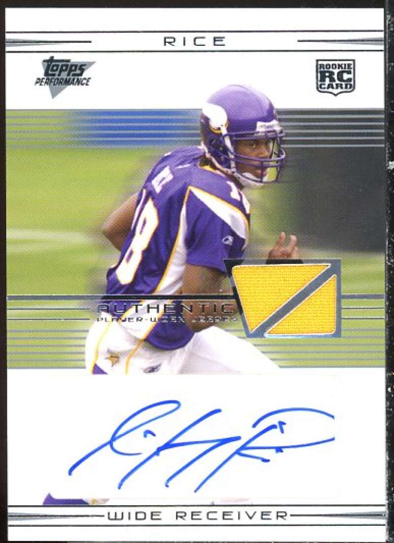 Sidney Rice Rookie 2007 Topps Performance Rookie Autographed Relics Silver #117  Image 1