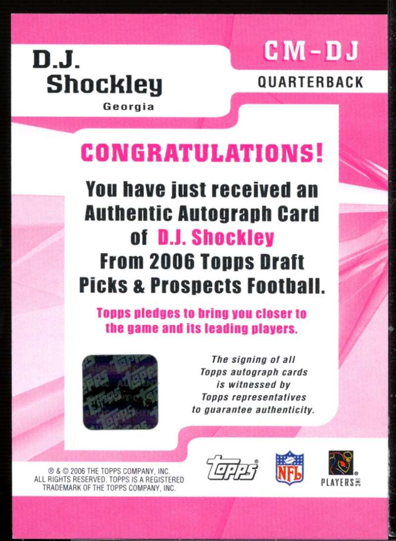 D.J. Shockley 2006 Topps Draft Picks and Prospects Class Marks Autographs #CMDJ  Image 2