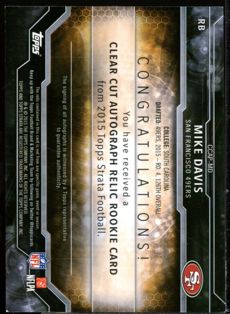 Mike Davis Rookie 2015 Topps Strata Clear Cut Rookie Relic Autographs #CCAPMD  Image 2