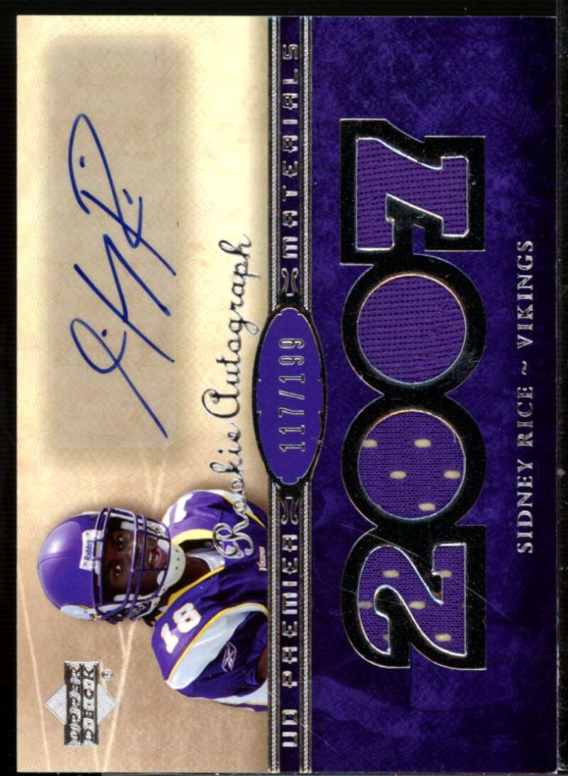 Sidney Rice JSY AU Rookie Card 2007 Upper Deck Premier #160  Image 1