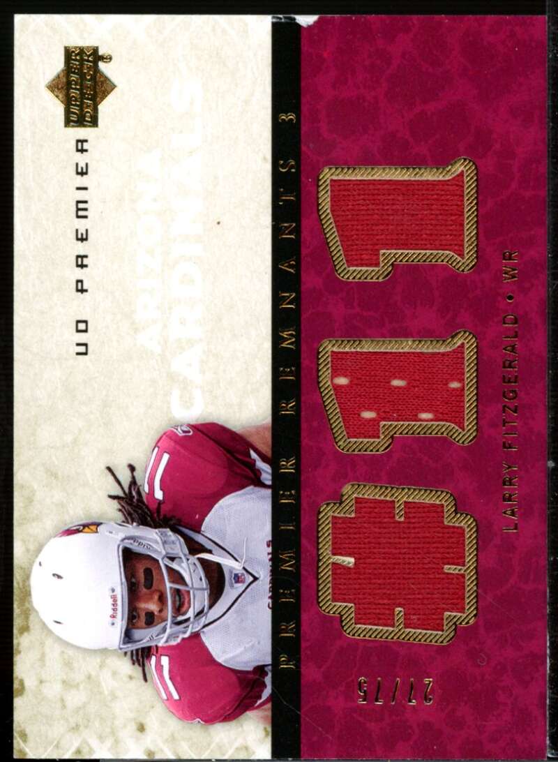 Larry Fitzgerald Card 2007 Upper Deck Premier Remnants Triple Gold #PR3LF  Image 1