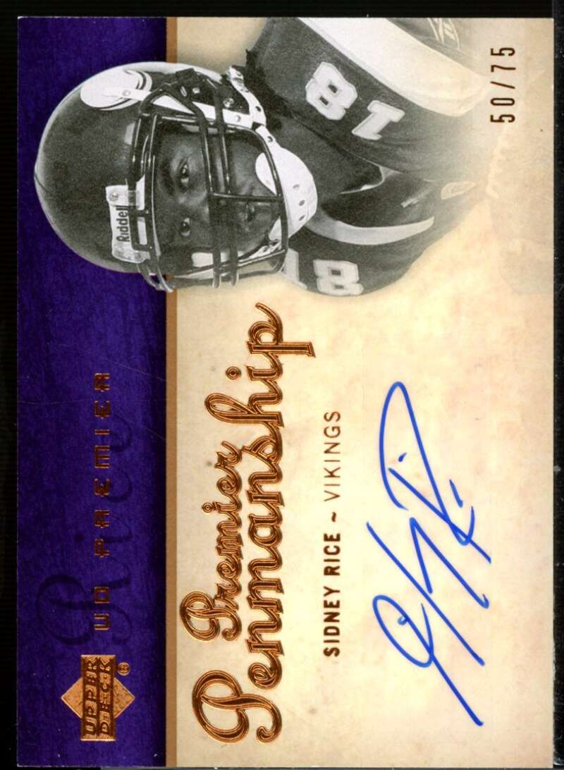 Sidney Rice Rookie 2007 Upper Deck Premier Penmanship Autographs Bronze #PPSR  Image 1