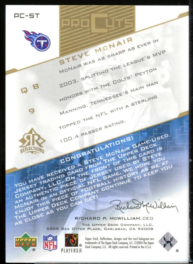 Steve McNair Card 2004 Reflections Pro Cuts Jerseys Gold #PCST  Image 2