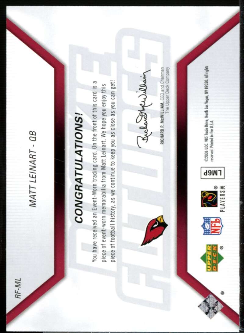 Matt Leinart Rookie Card 2006 Upper Deck Rookie Futures Jerseys #RFML  Image 2