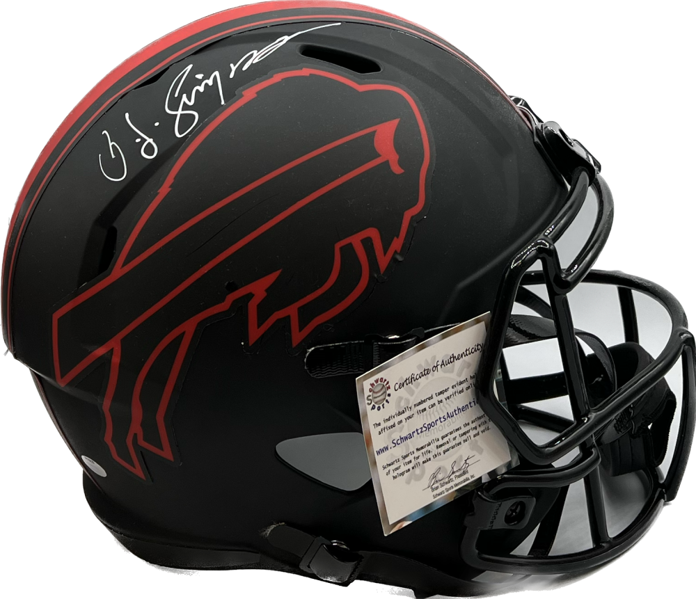 OJ Simpson Autograph Signed Bills Full Size Helmet Schwartz  Sports Authentic   Image 1