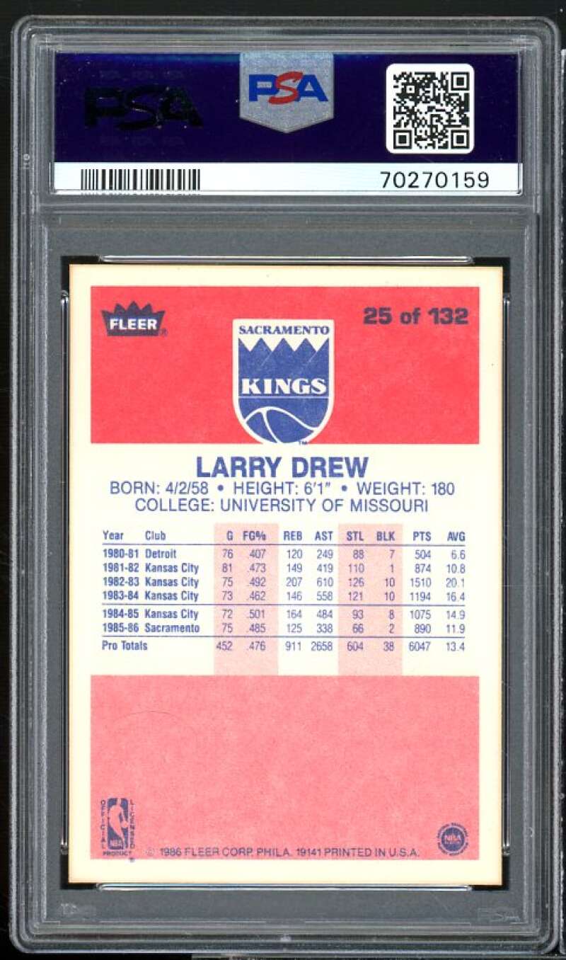 Larry Drew Rookie Card 1986-87 Fleer #25 PSA 9 Image 2