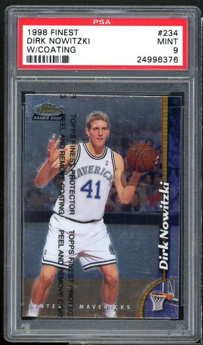 Dirk Nowitzki Rookie Card 1998-99 Finest w/Coating #234 PSA 9 Image 1