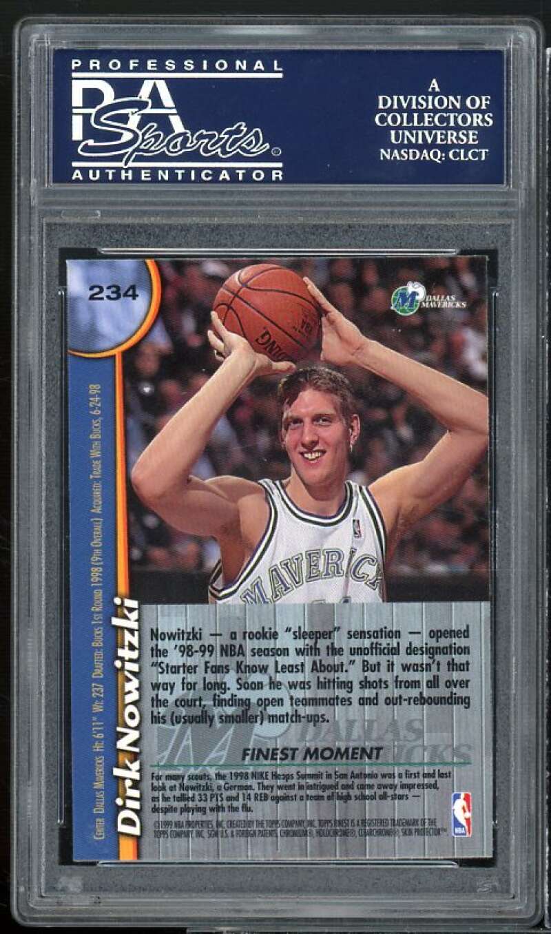 Dirk Nowitzki Rookie Card 1998-99 Finest w/Coating #234 PSA 9 Image 2