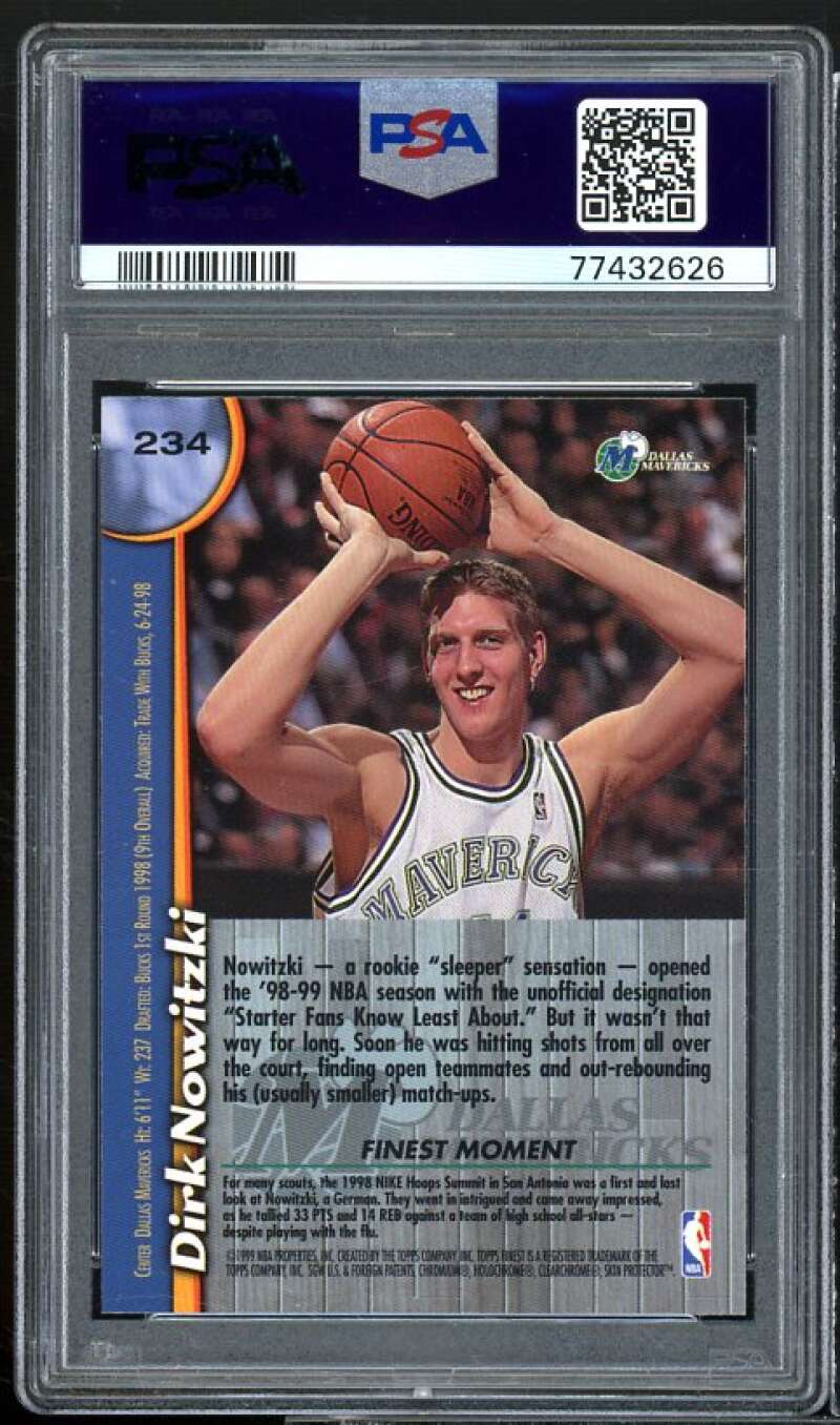 Dirk Nowitzki Rookie Card 1998-99 Finest #234 PSA 10 Image 2