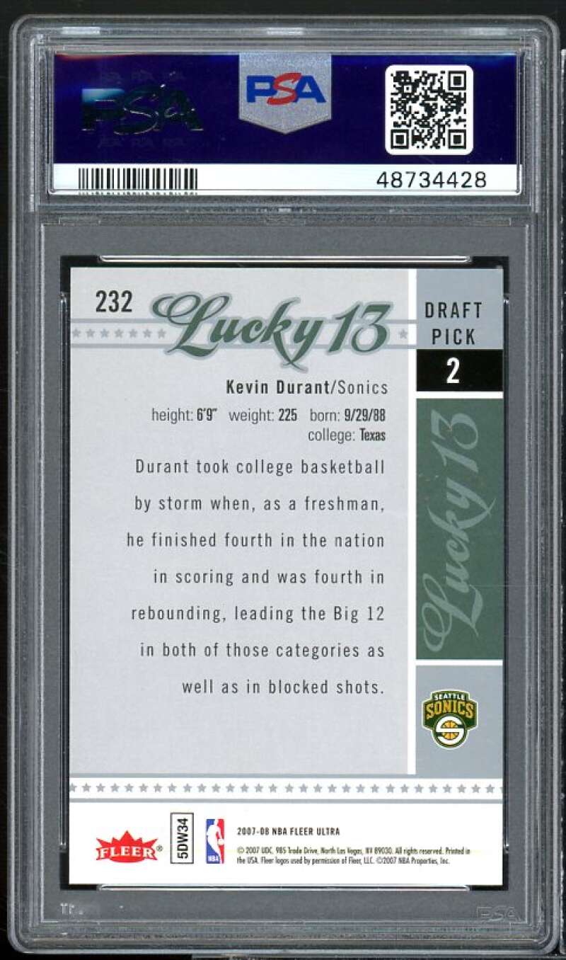 Kevin Durant Rookie Card 2007-08 Ultra #232 PSA 9 Image 2