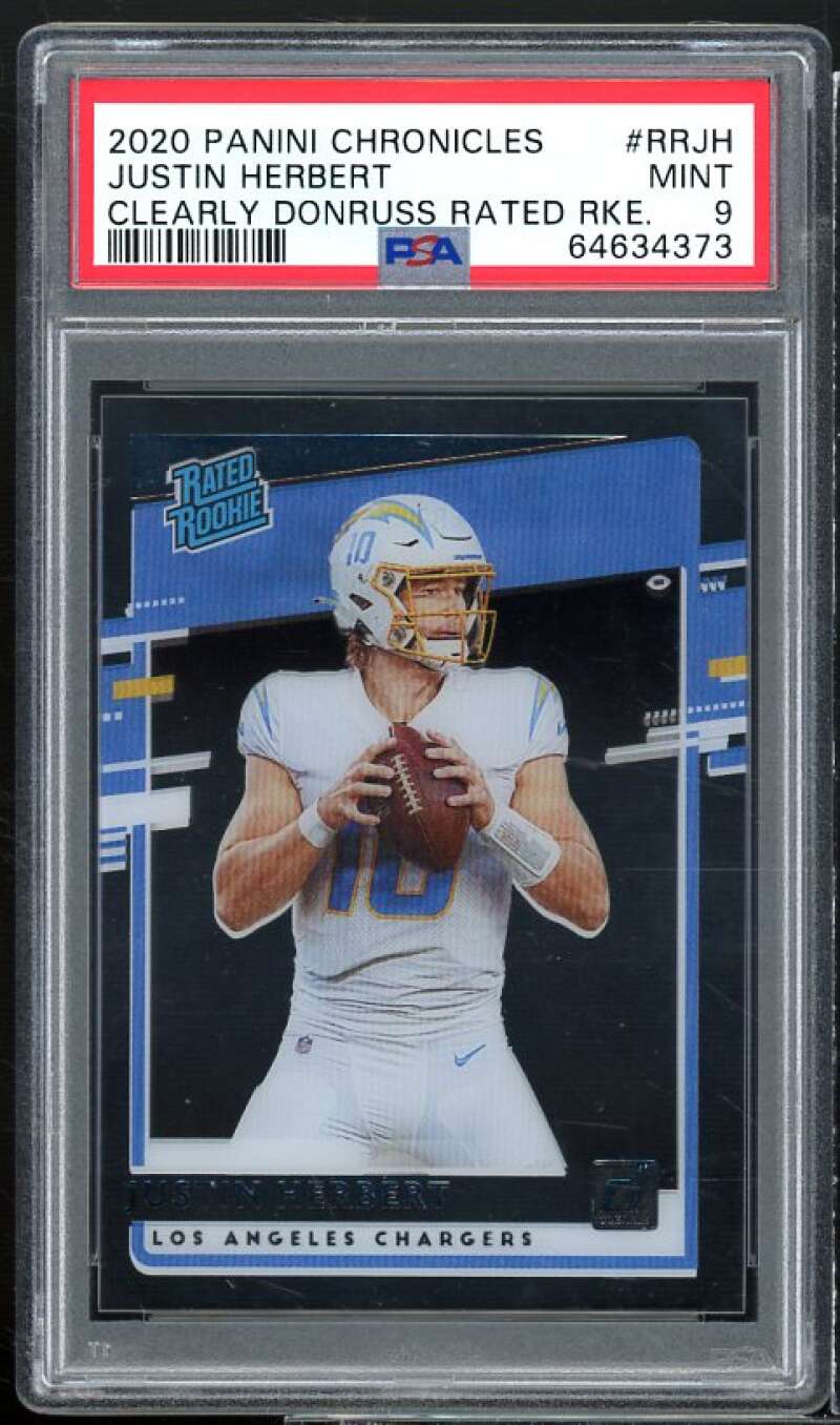 Justin Herbert 2020 Panini Chronicles Clearly Donruss Rated Rookie #RR-JH PSA 9 Image 1