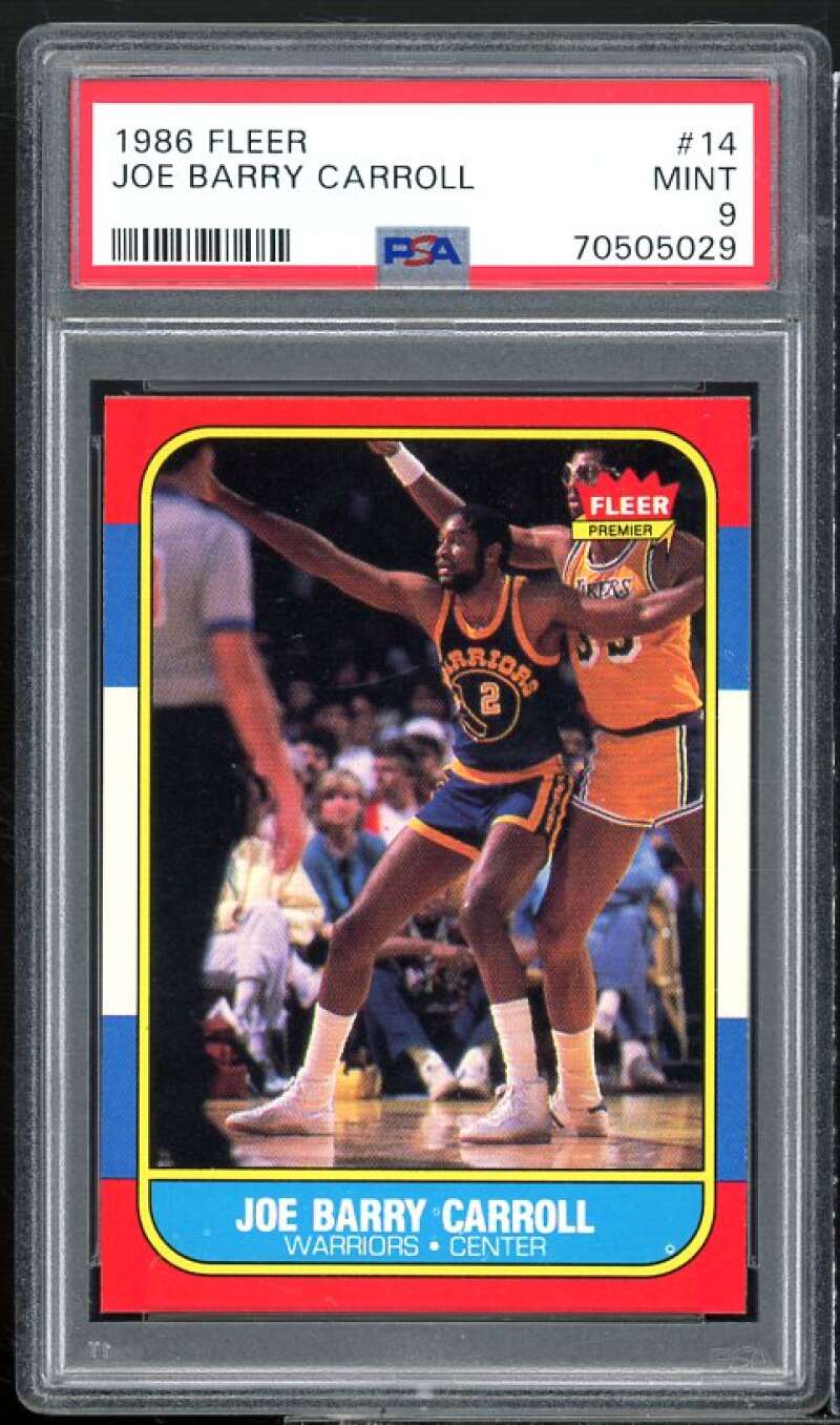 Joe Barry Carroll Card 1986-87 Fleer #14 PSA 9 Image 1