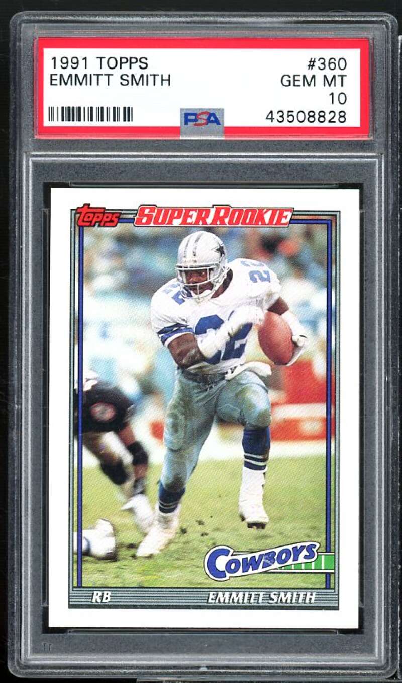 Emmitt Smith Card 1991 Topps Super Rookie #360 PSA 10 Image 1