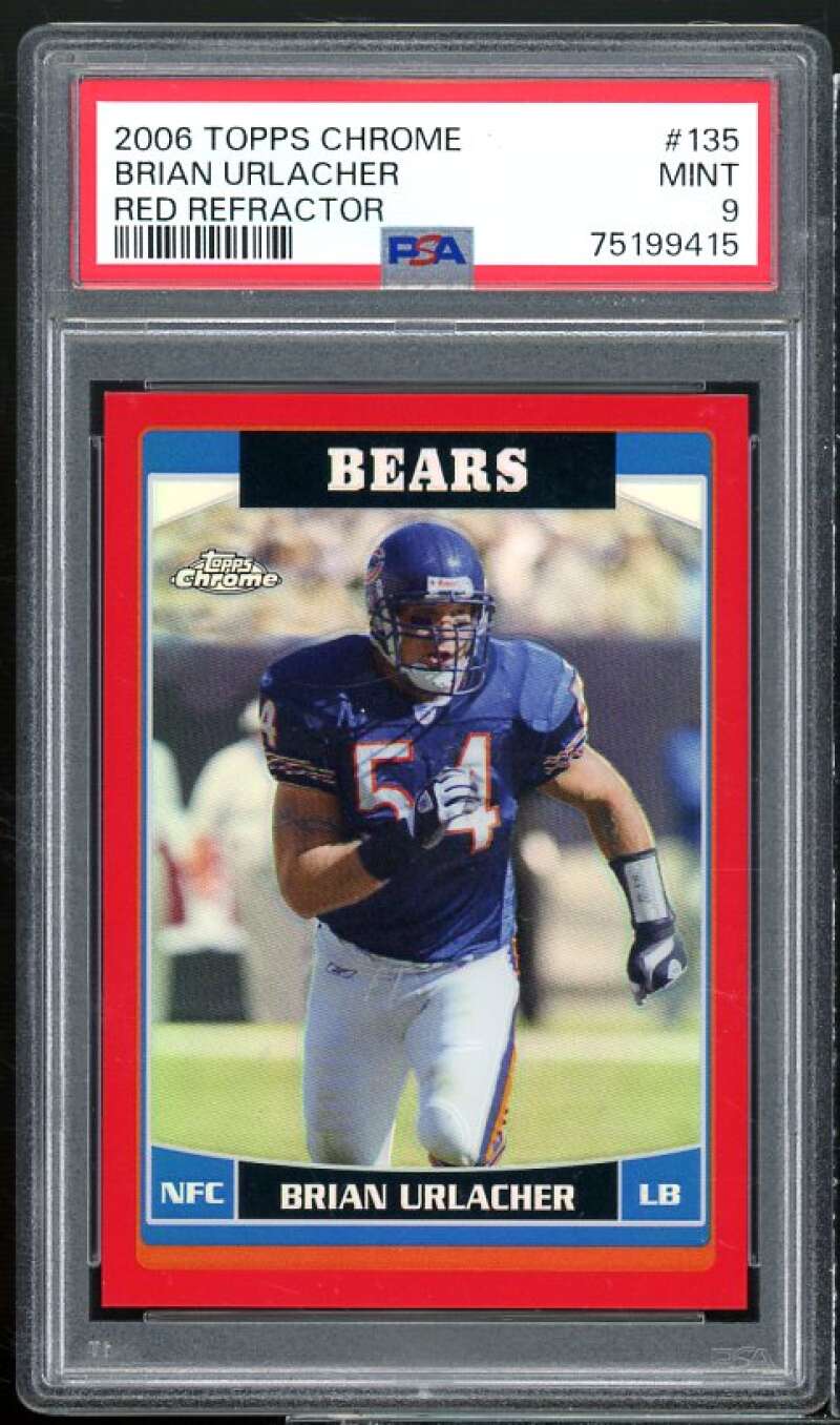 Brian Urlacher Card 2006 Topps Chrome Red Refractors #135 (pop 4) PSA 9 Image 1