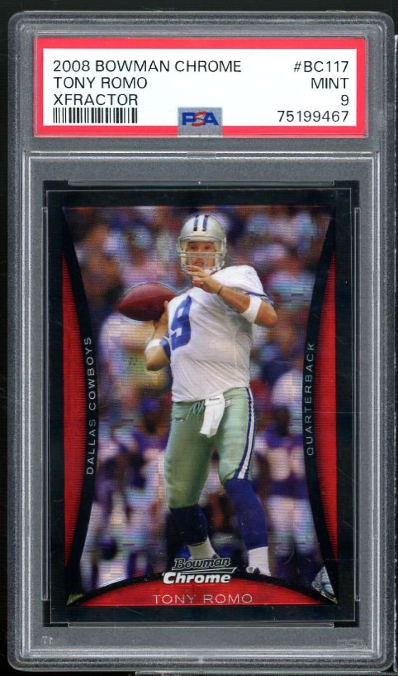 Tony Romo Card 2008 Bowman Chrome Xfractor #BC117 (pop 1) PSA 9 Image 1