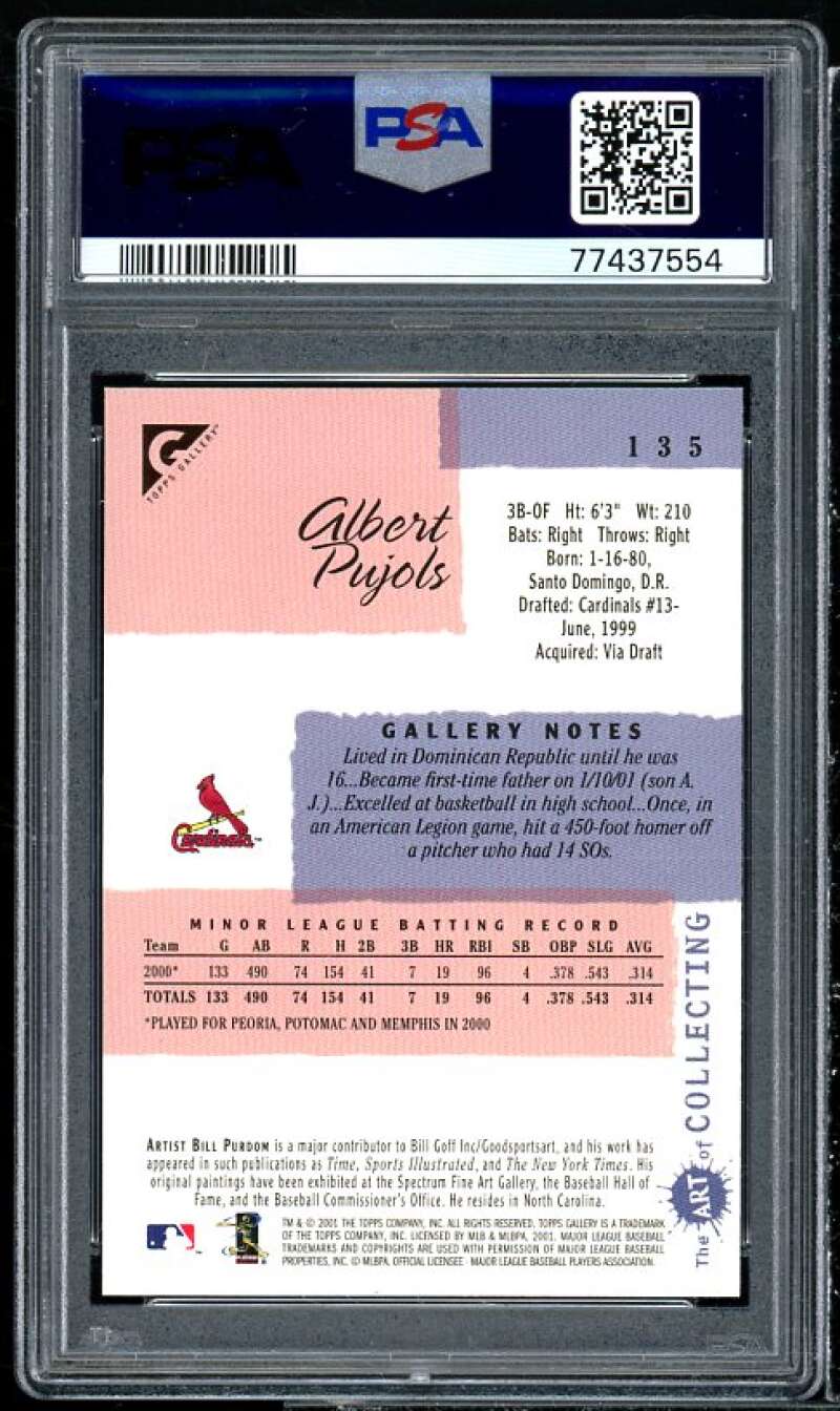 Albert Pujols Rookie Card 2001 Topps Gallery #135 PSA 10 Image 2