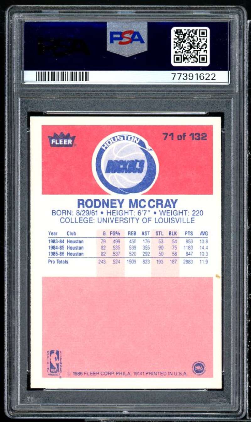 Rodney McCray Rookie Card 1986-87 Fleer #71 PSA 8 Image 2