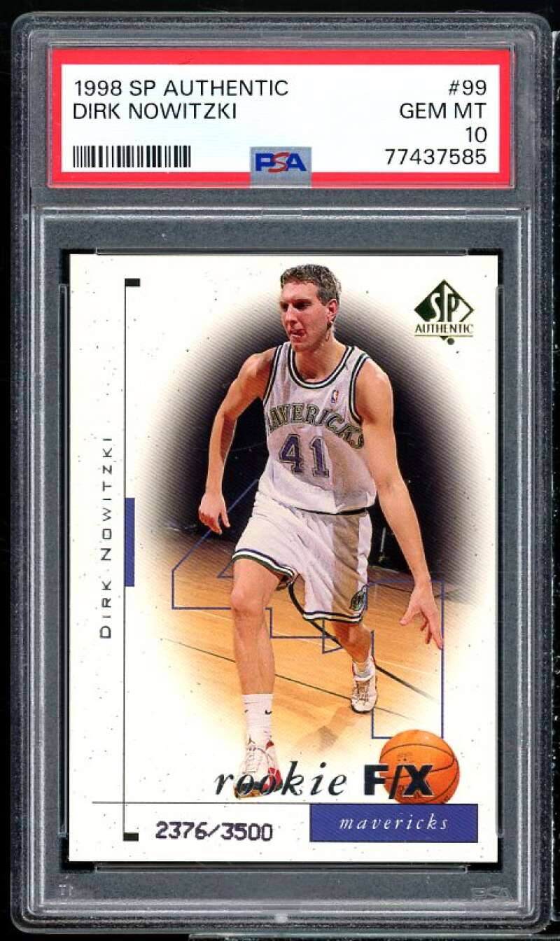 Dirk Nowitzki Rookie Card 1998-99 SP Authentic #99 PSA 10 Image 1