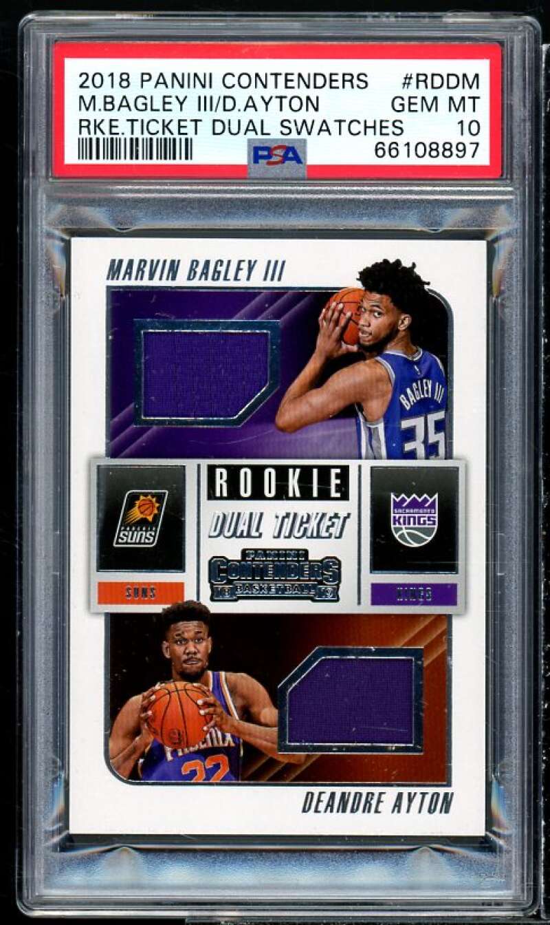 Deandre Ayton Rookie 2018-19 Panini Contenders Ticket Dual Swatches #RDDM PSA 10 Image 1