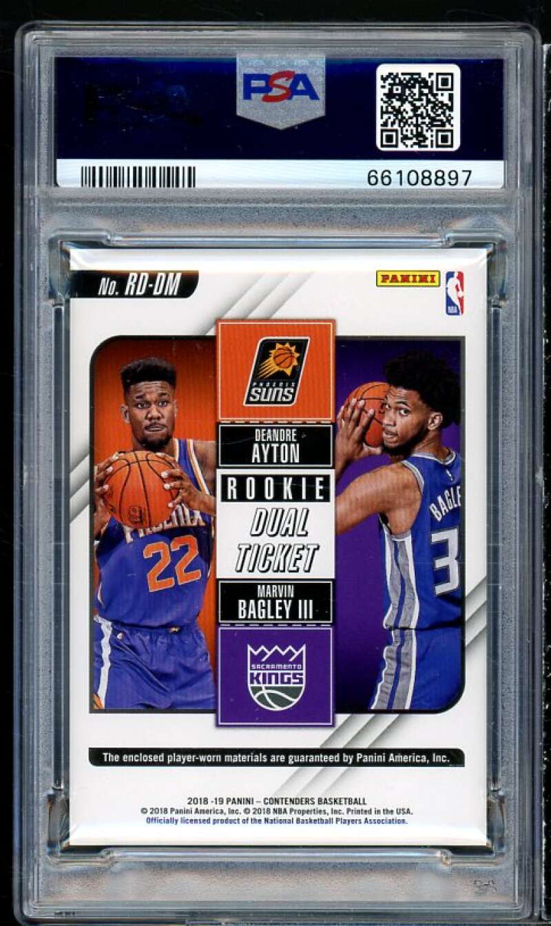 Deandre Ayton Rookie 2018-19 Panini Contenders Ticket Dual Swatches #RDDM PSA 10 Image 2