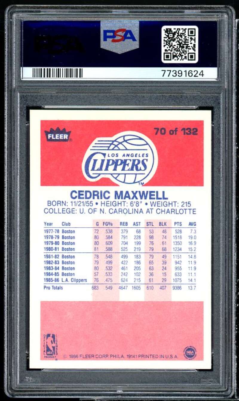 Cedric Maxwell Card 1987-88 Fleer #70 PSA 9 Image 2