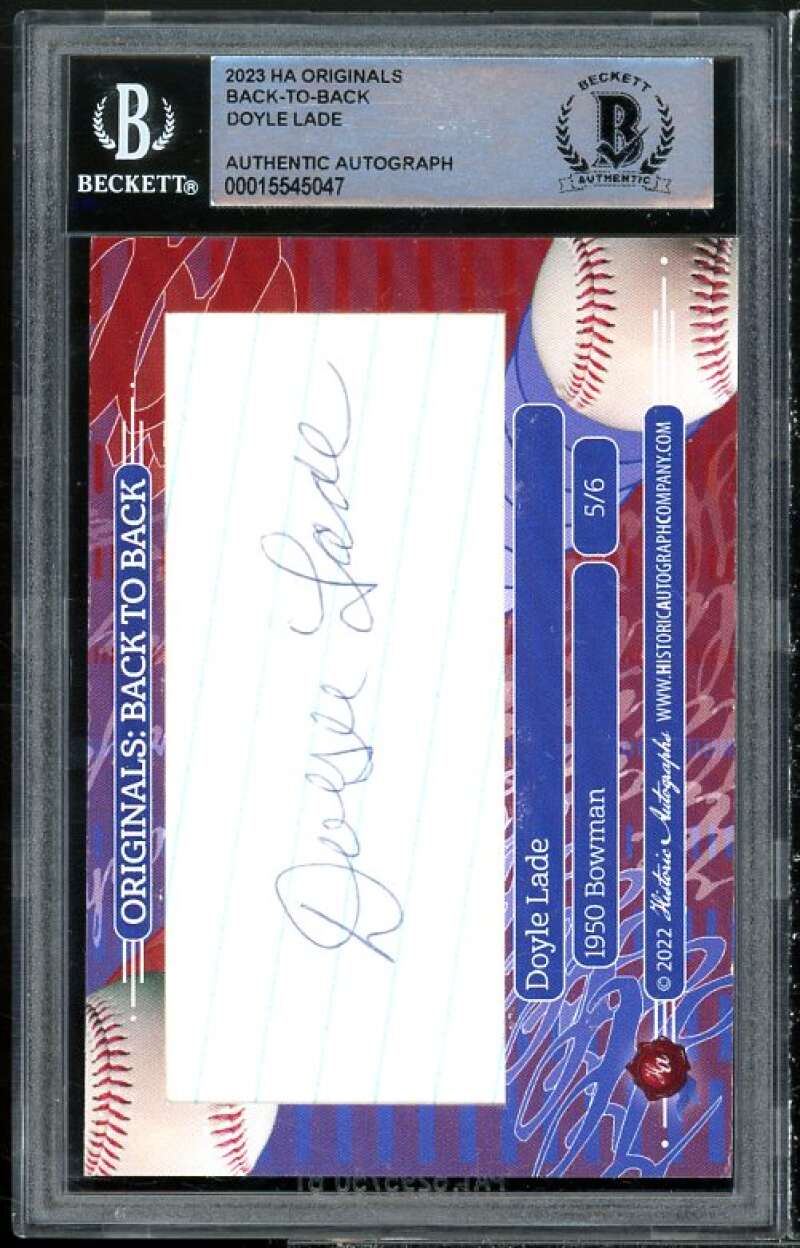 Doyle Lade 2023 HA Originals 1950 Bowman #196 BGS Authentic Autograph Image 1