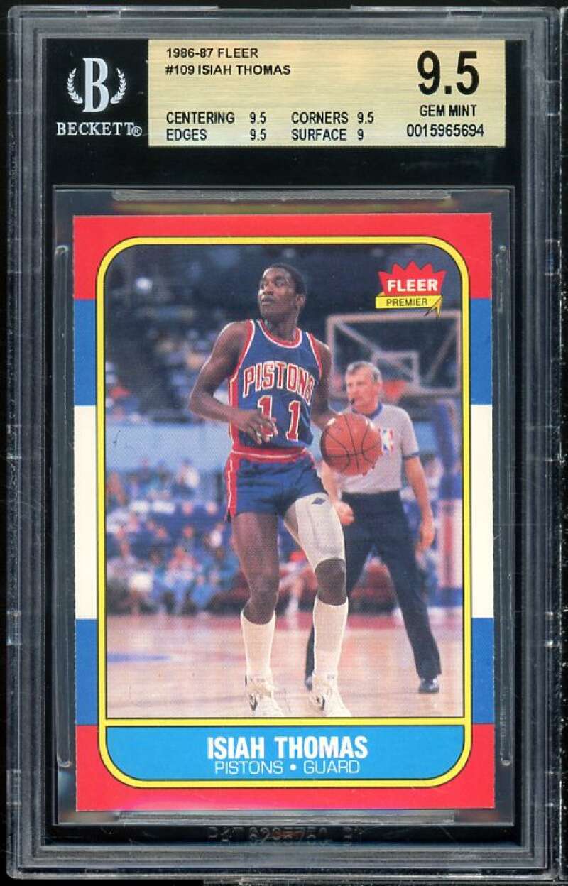 Isiah Thomas Rookie Card 1986-87 Fleer #109 BGS 9.5 (9.5 9.5 9.5 9) Image 1