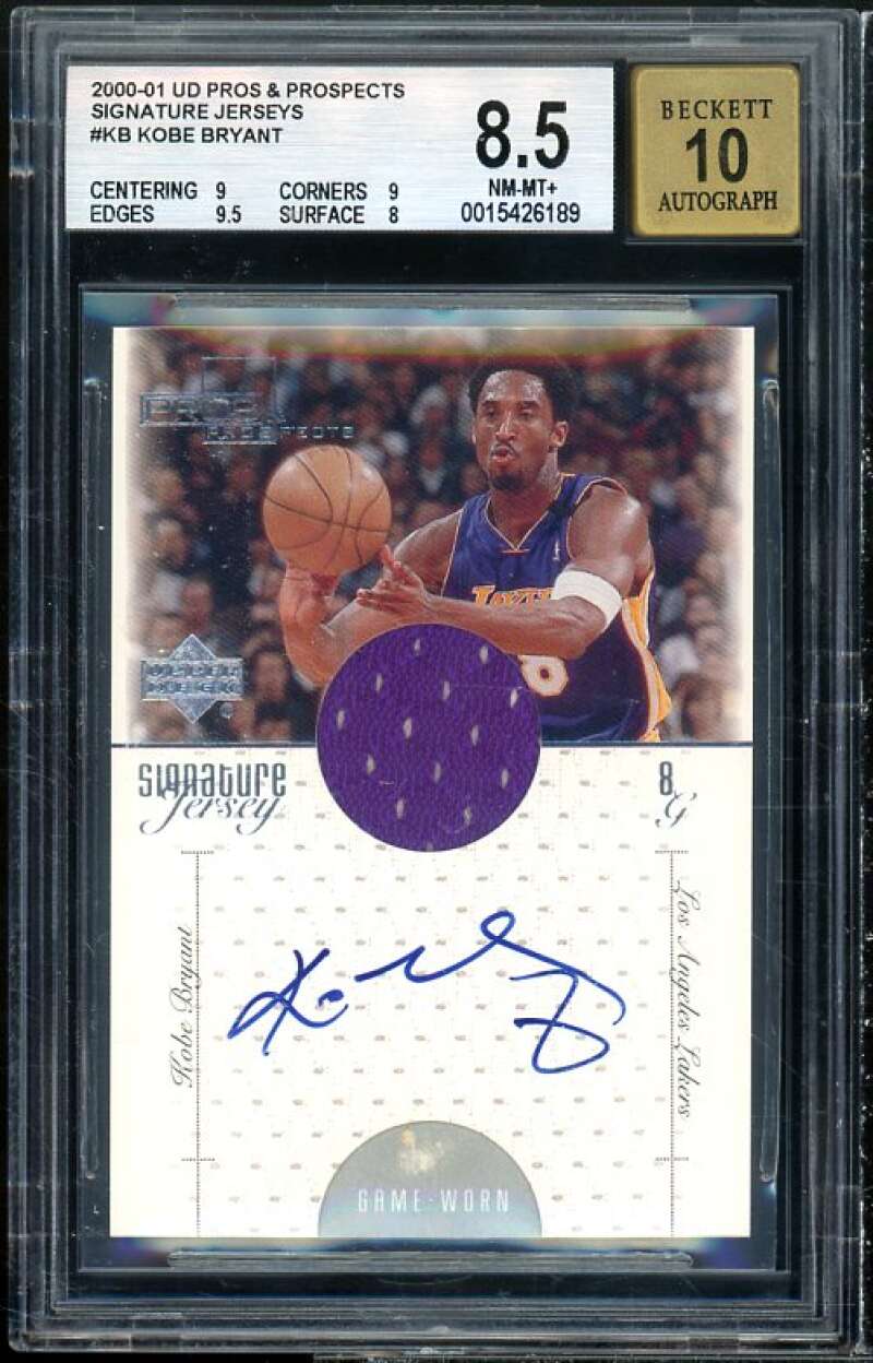 Kobe Bryant 2000-01 UD Pros Prospects Signature Jerseys #KB BGS 8.5 (9 9 9.5 8) Image 1