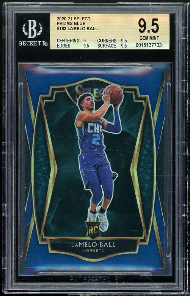 Lamelo Ball Rookie Card 2020-21 Select Prizms Blue #183 BGS 9.5 (9 9.5 9.5 9.5) Image 1