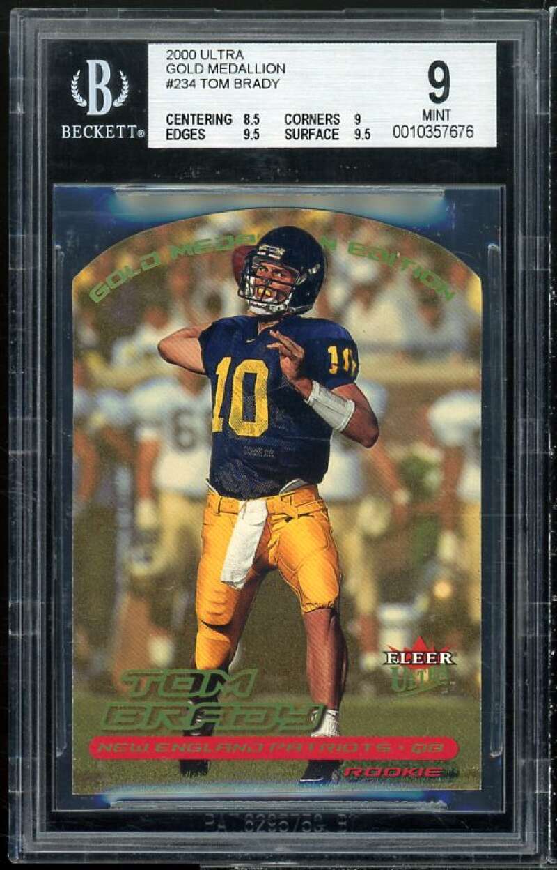 Tom Brady Rookie Card 2000 Ultra Gold Medallion #234 BGS 9 (8.5 9 9.5 9.5) Image 1